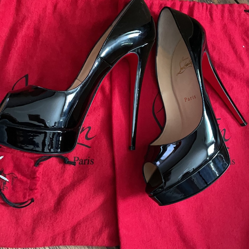 AuthenticChristian Louboutin Lady Peep 150 Patent Calf - Picture 9 of 17